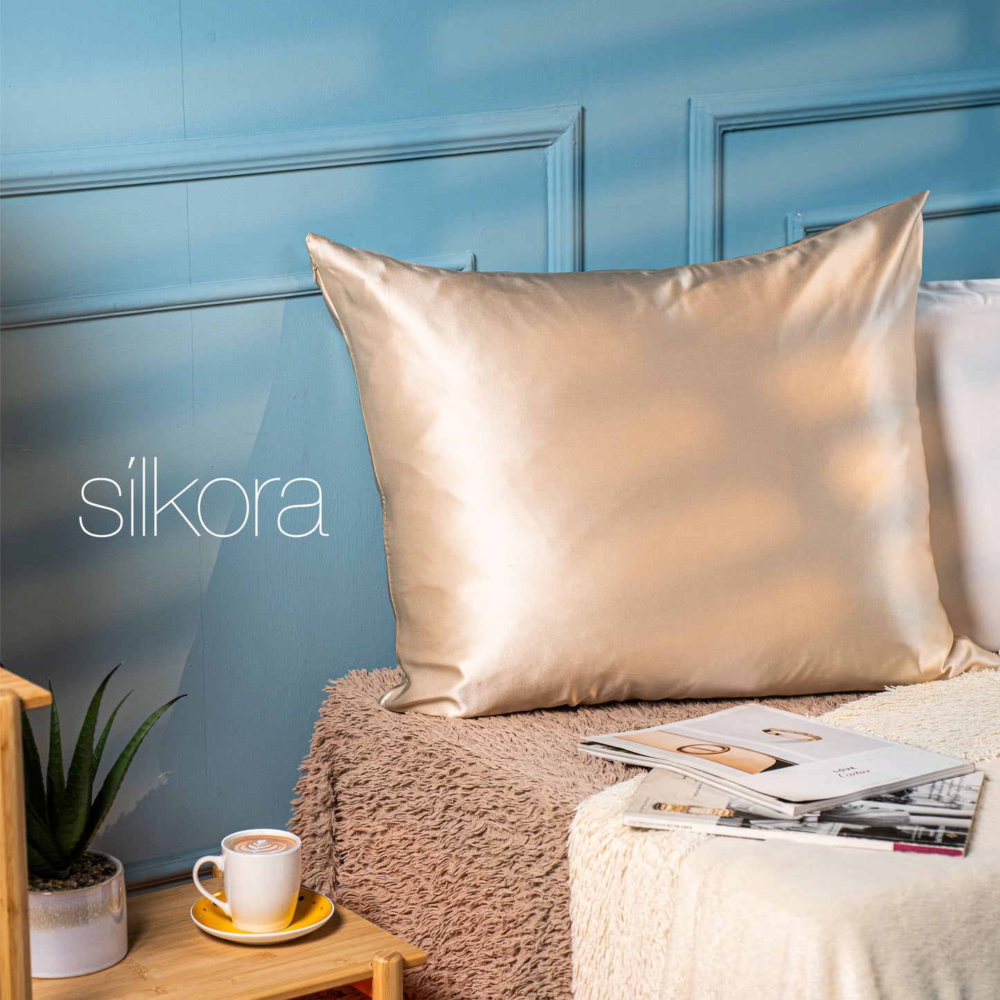 Silkora Premium Silk Pillowcase - 22 Momme 100% Mulberry Zijden Kussensloop - Ultra Zacht, Verborgen Ritssluiting - 60x70 cm - Champagne