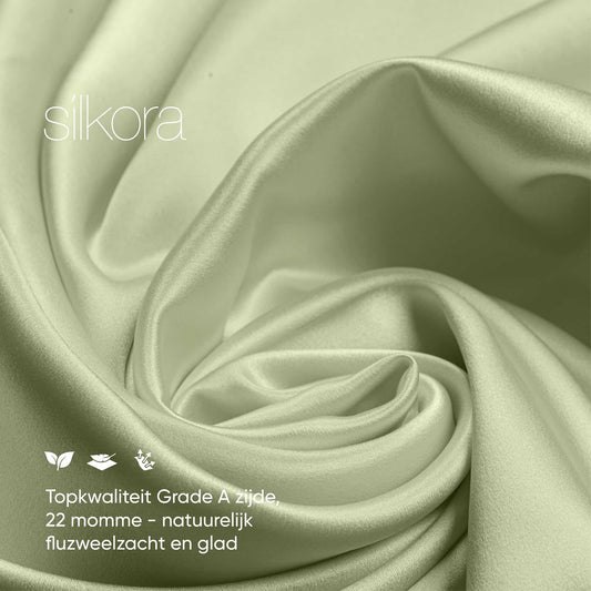 Zijden Kussensloop Olijfgroen - Close-up