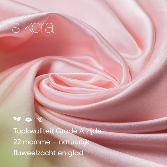 Zijden Kussensloop Roze - Close-up