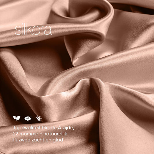 Silkora Premium Silk Pillowcase - 22 Momme 100% Moerbei Zijden Kussensloop 60x70 cm - Ultra Zacht, Verborgen Ritssluiting - Chocolate