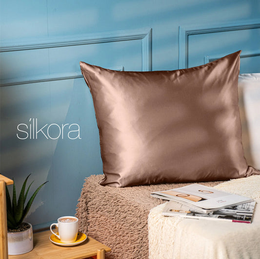 Silkora Premium Silk Pillowcase - 22 Momme 100% Moerbei Zijden Kussensloop 60x70 cm - Ultra Zacht, Verborgen Ritssluiting - Chocolate