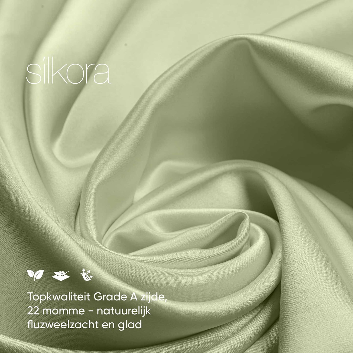 Zijden Kussensloop Olijfgroen - Close-up