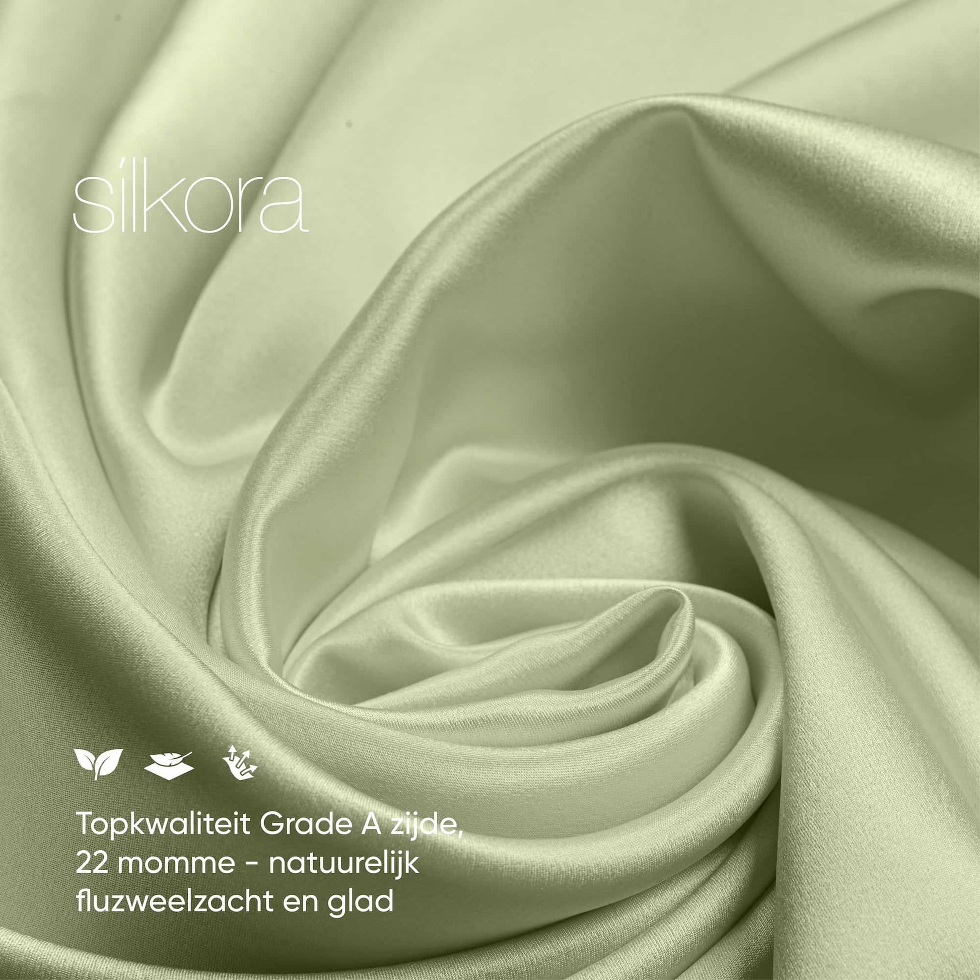 Zijden Kussensloop Olijfgroen - Close-up