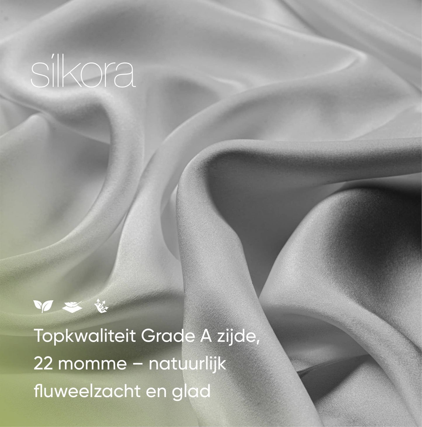 Zijden Kussensloop Zilvergrijs - Close-up